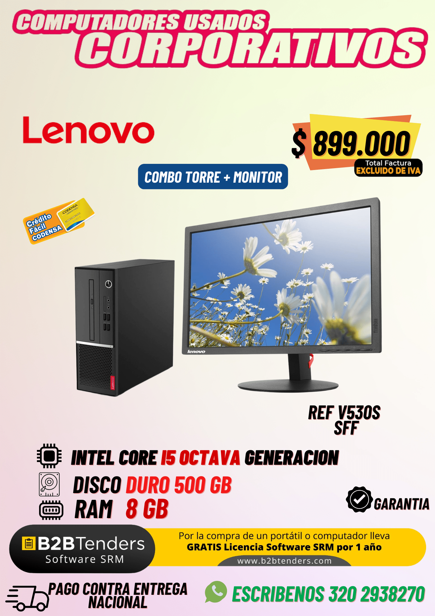 Combo Computador Lenovo Usado Core i5 + Monitor | Oferta Corporativa