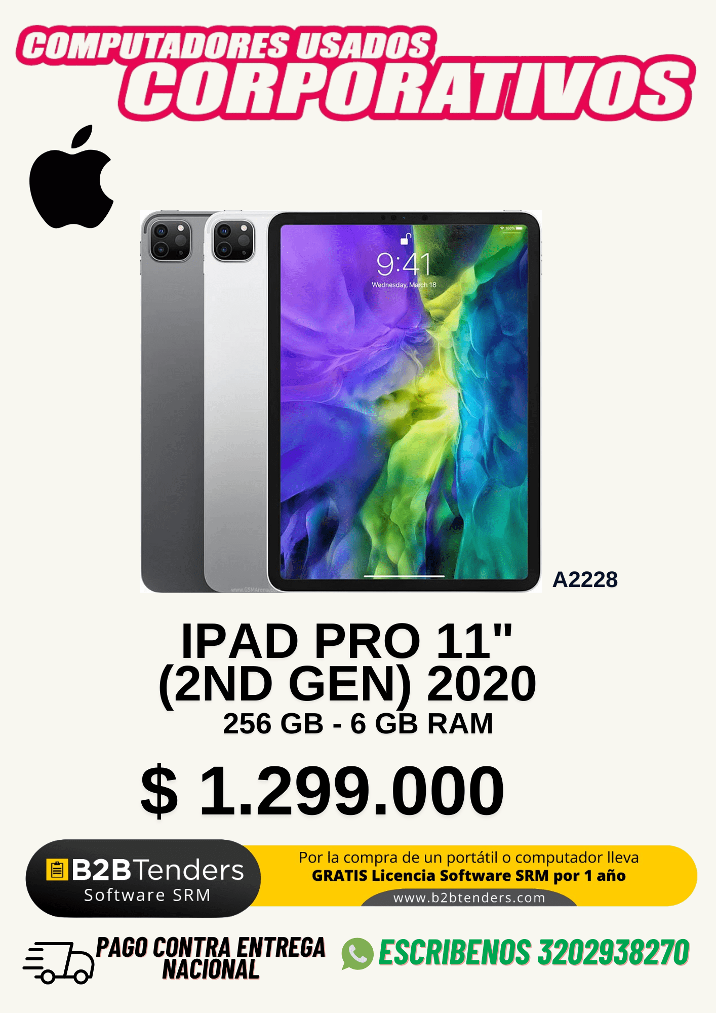 iPad Pro 11” 2020 2nd Gen | 256GB – 6GB RAM | Apple A2228 | Tablet Profesional Premium