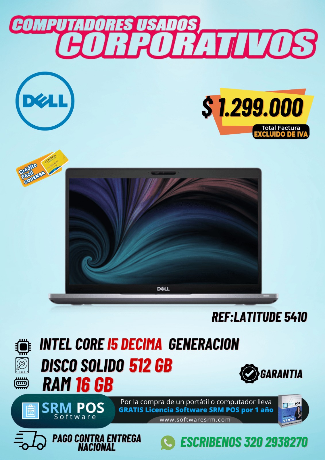 Dell Latitude 5410 i5 10ma Gen 16GB RAM 512GB SSD Portátil Empresarial
