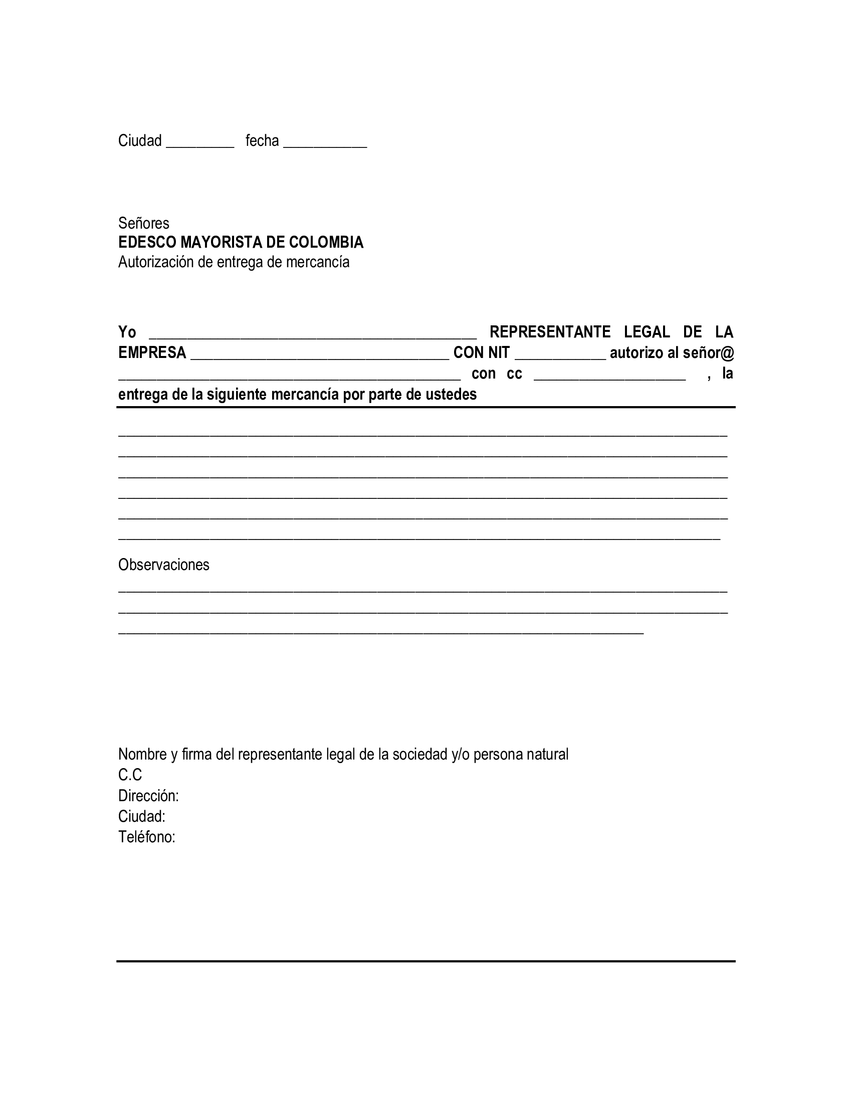 Autorización entrega mercancía — página 1