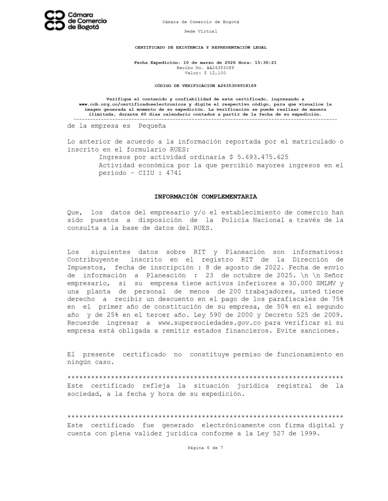 Cámara de Comercio — página 6
