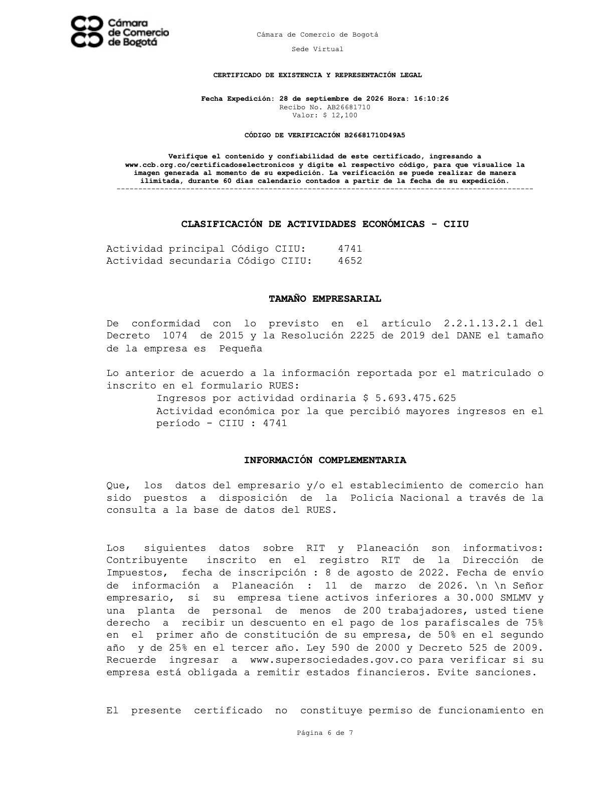 Cámara de Comercio — página 6