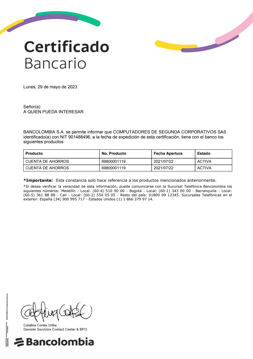 Número de cuenta bancaria — página 1