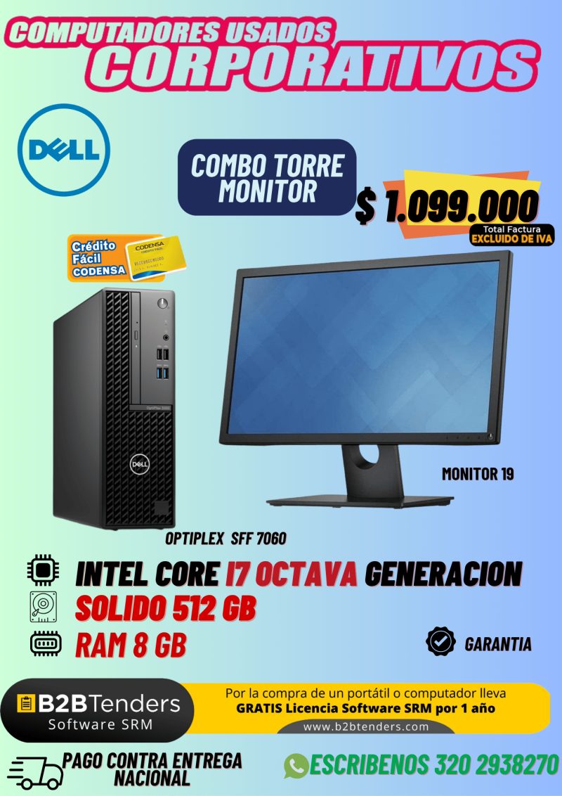 Dell Optiplex 7060 SFF Usado | i7 8ª Gen, 8GB, 512GB SSD + Monitor - Imagen principal