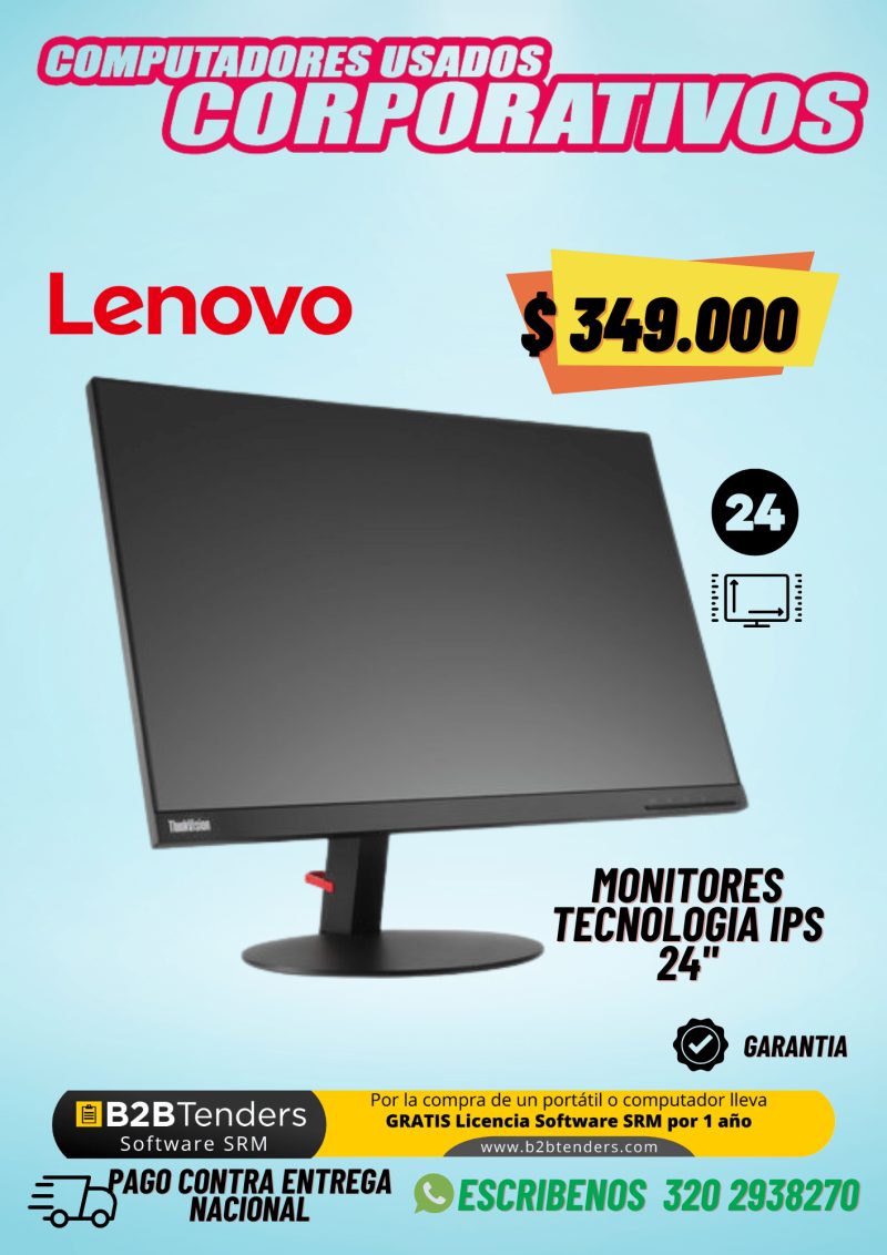 Monitores Lenovo 24” IPS Corporativos | Calidad Full HD al Mejor Precio - Imagen principal