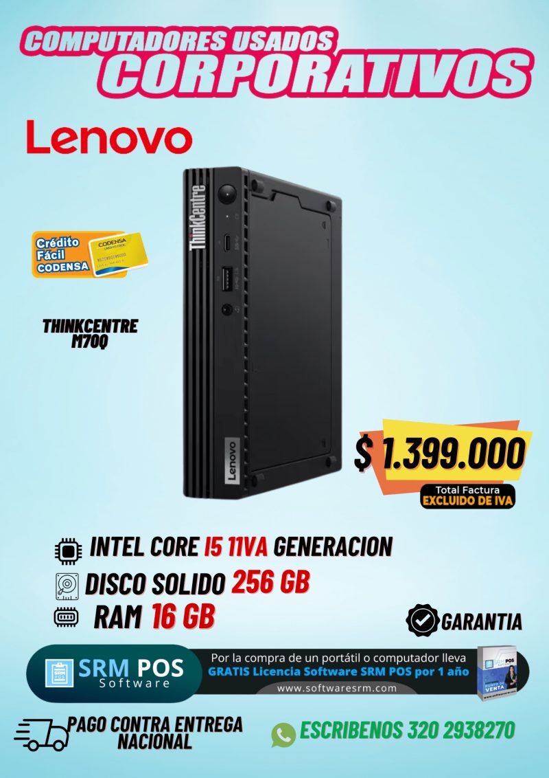 Lenovo ThinkCentre M700Q Tiny | Core i5 11va Gen | 16GB RAM | 256GB SSD | Mini PC Corporativa - Imagen principal