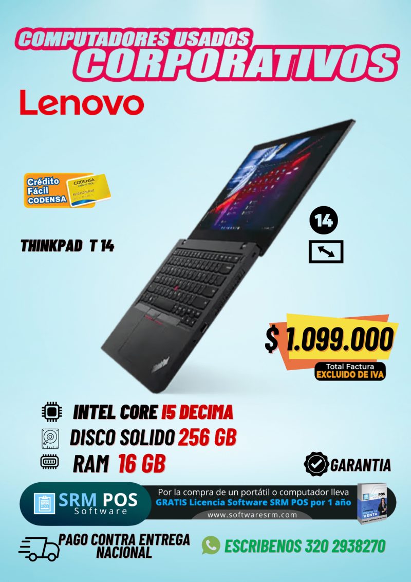 Lenovo ThinkPad T14 Core i5 10ª Gen | 16GB RAM | 256GB SSD | Portátil Corporativo Usado - Imagen principal