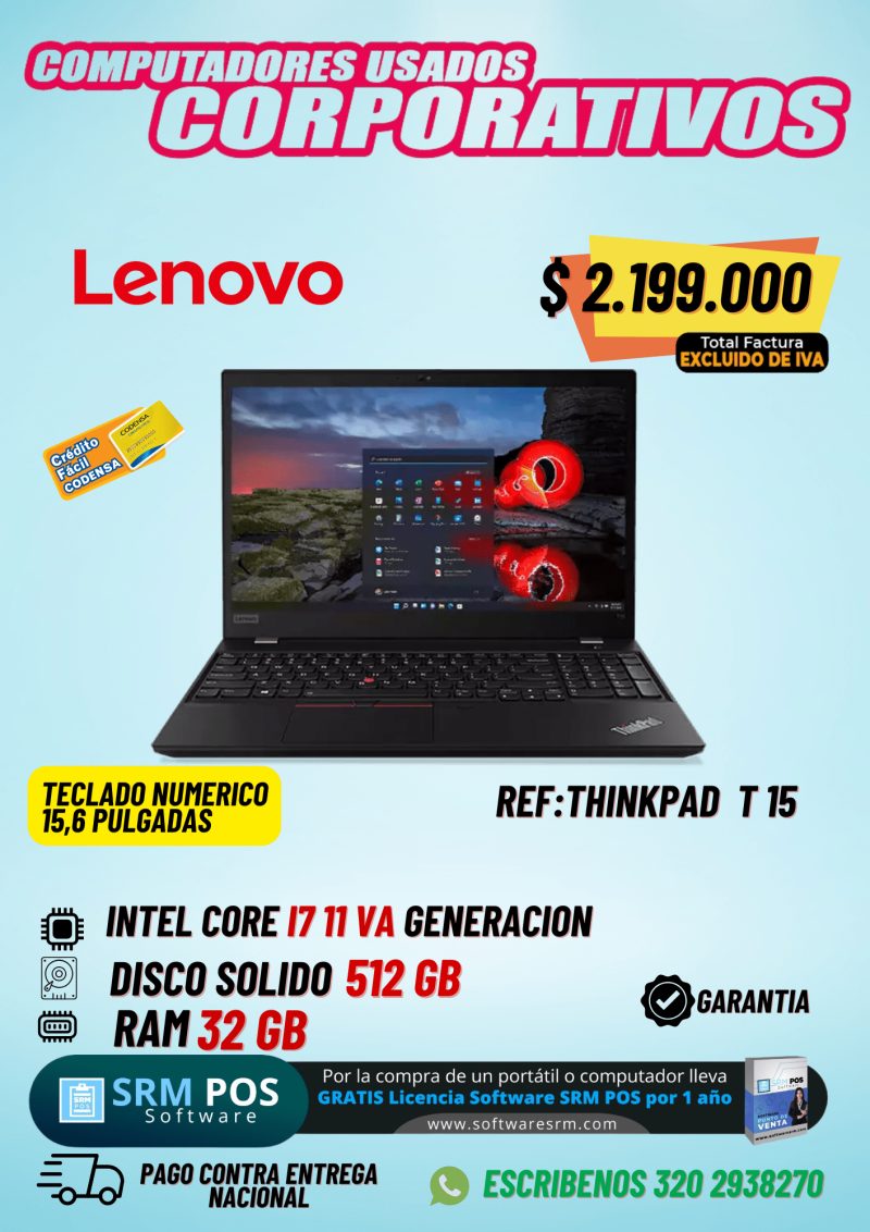 Lenovo ThinkPad T15 Core i7 11ª Gen | 32GB RAM | 512GB SSD | Portátil Corporativo de Alto Rendimiento - Imagen principal