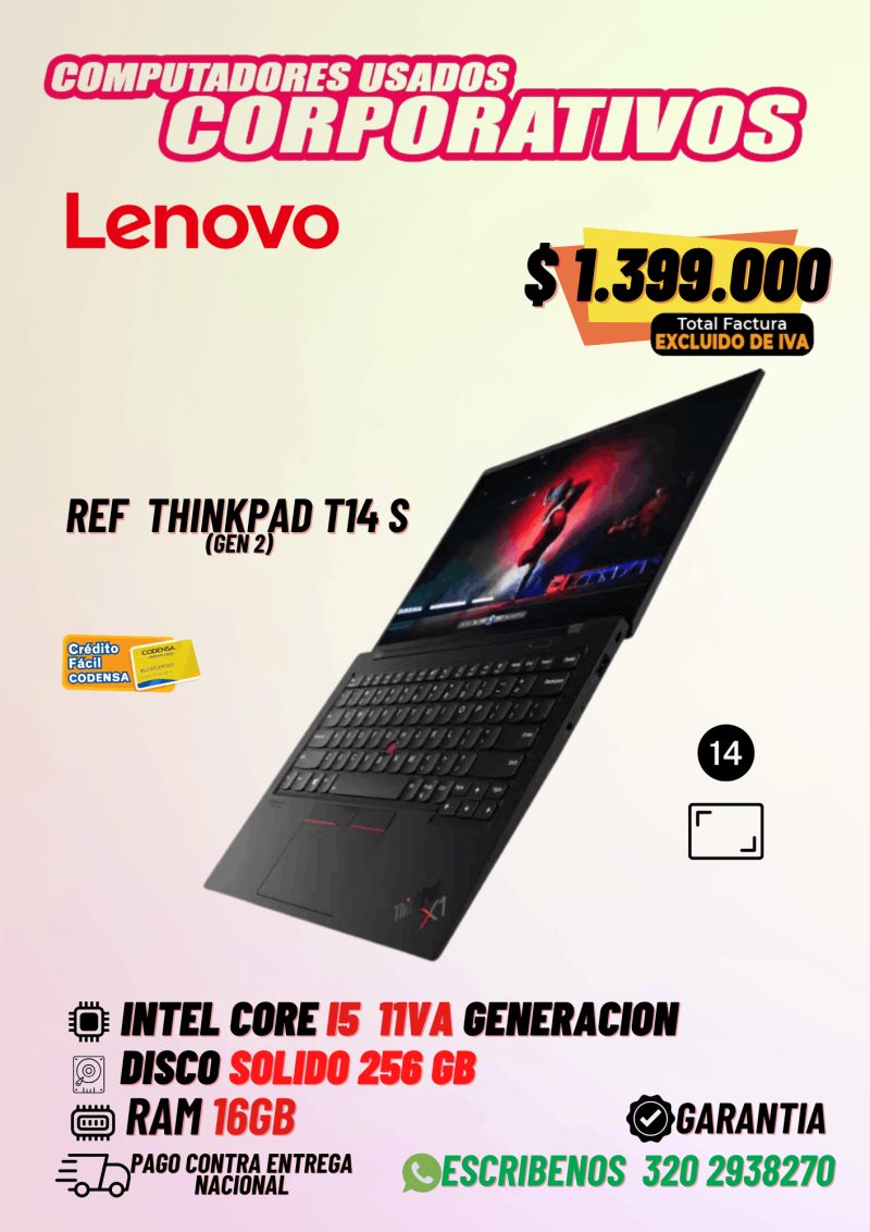 Lenovo ThinkPad T14s Gen 2 i5 11ª Gen | Portátil Corporativo Usado 16GB SSD - Imagen principal