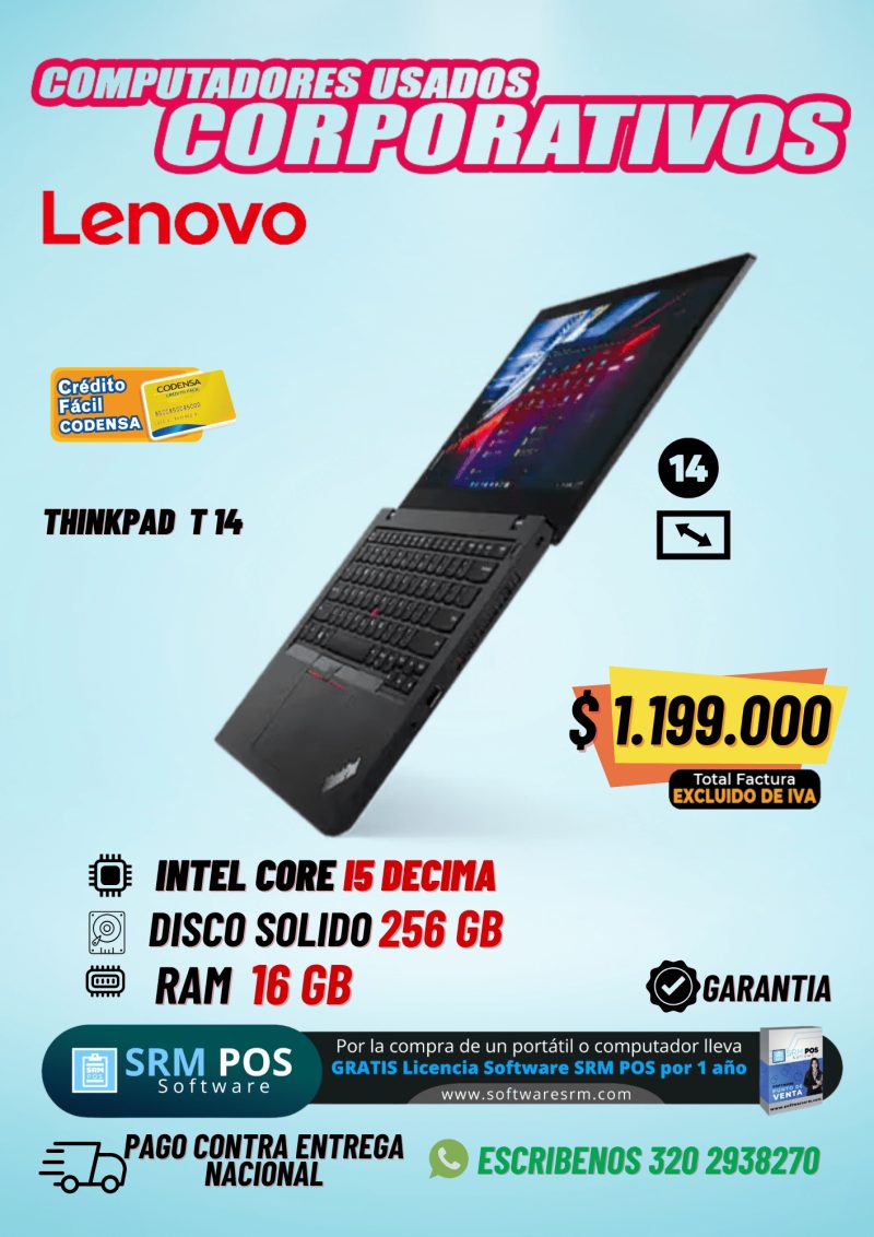 Lenovo ThinkPad T14 i5 10ª Gen 16GB RAM 256GB SSD | Portátil Corporativo - Imagen principal