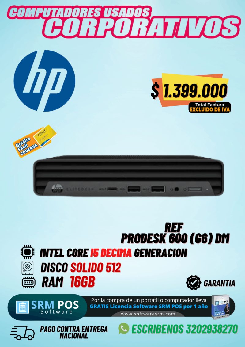 HP ProDesk 600 G6 DM i5 10ª Gen 16GB 512GB SSD | Mini PC Corporativo - Imagen principal