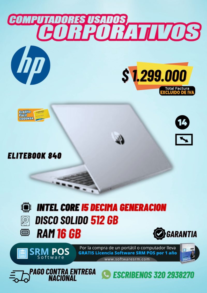 HP EliteBook 840 i5 10ma Gen 16GB RAM 512GB SSD Portátil Corporativo - Imagen 1