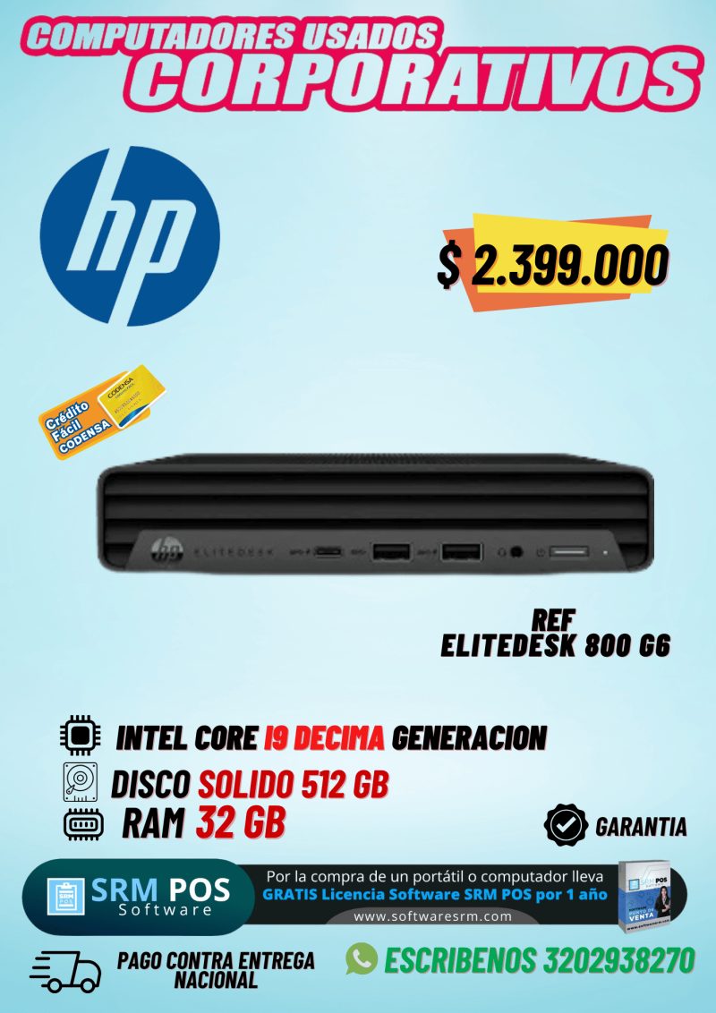 HP EliteDesk 800 G6 i9 10ª Gen 32GB 512GB SSD | Mini PC Empresarial Premium Colombia - Imagen 1