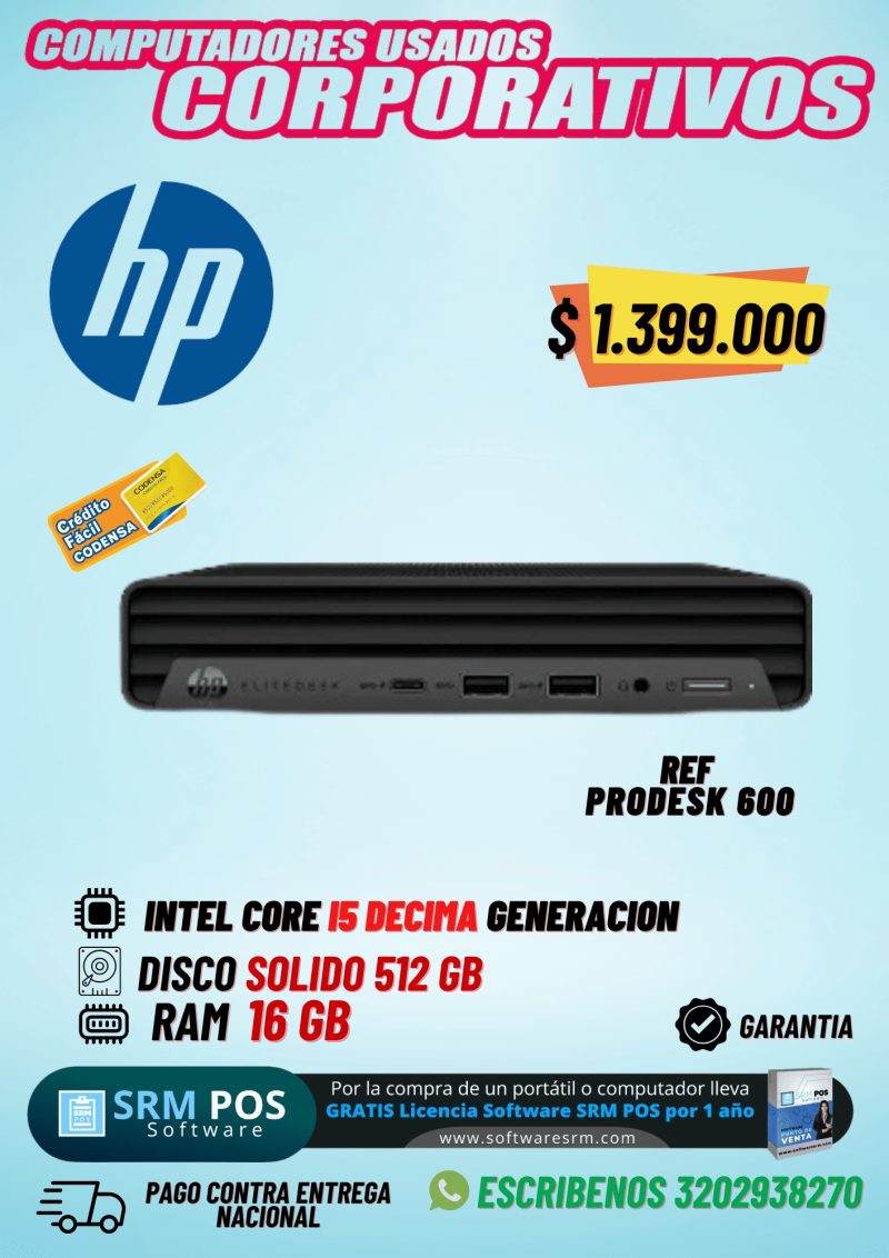 HP ProDesk 600 G6 i5 10ª Gen 16GB 512GB SSD | Mini PC Empresarial Colombia - Imagen 1