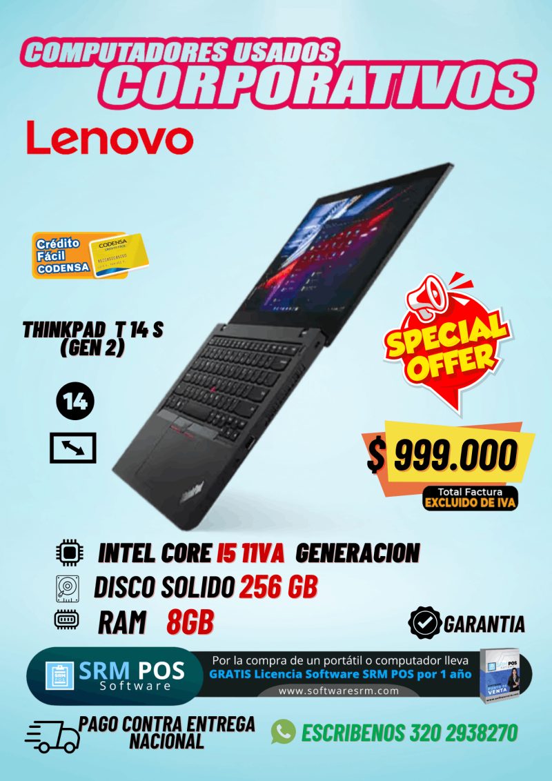 Lenovo ThinkPad T14 Gen 2 i5 11ª Gen 8GB 256GB SSD | Portátil Corporativo SIN IVA - Imagen 1