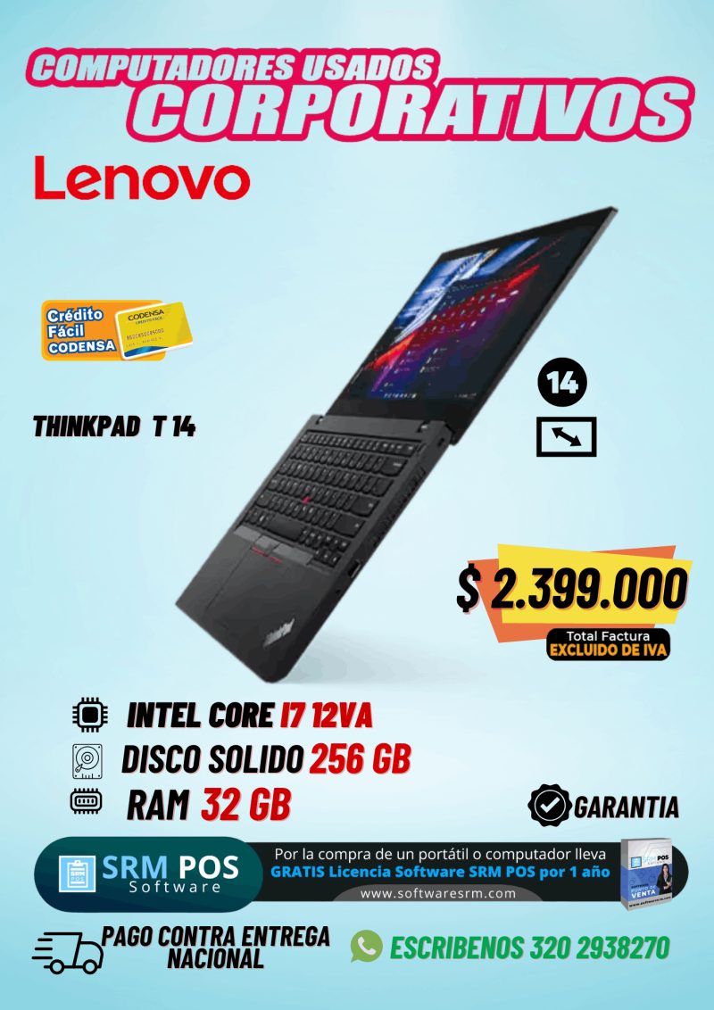 Lenovo ThinkPad T14 i7 12ª Gen 32GB RAM 256GB SSD | Portátil Corporativo excluido de IVA - Imagen 1