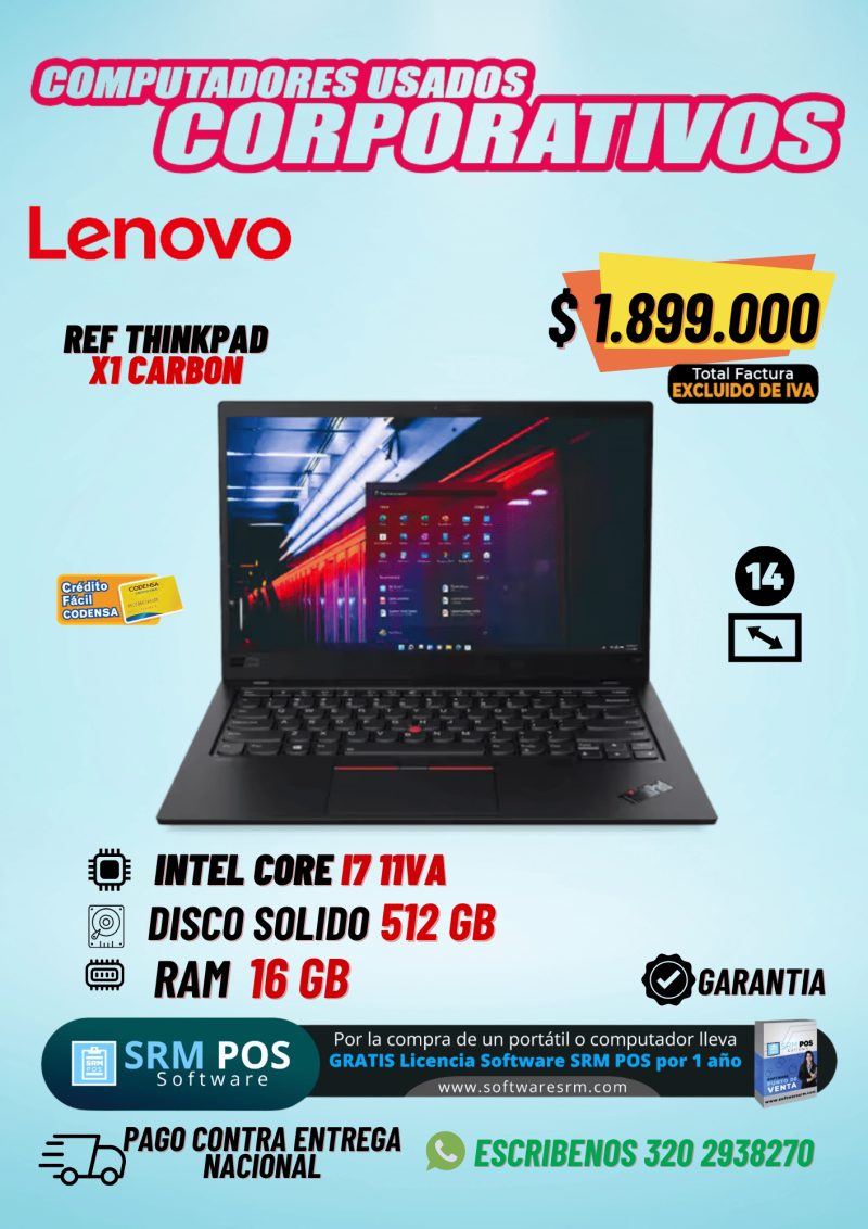 Lenovo ThinkPad X1 Carbon i7 11ª Gen 16GB 512GB SSD | Portátil Premium Ultraliviano Colombia - Imagen 1