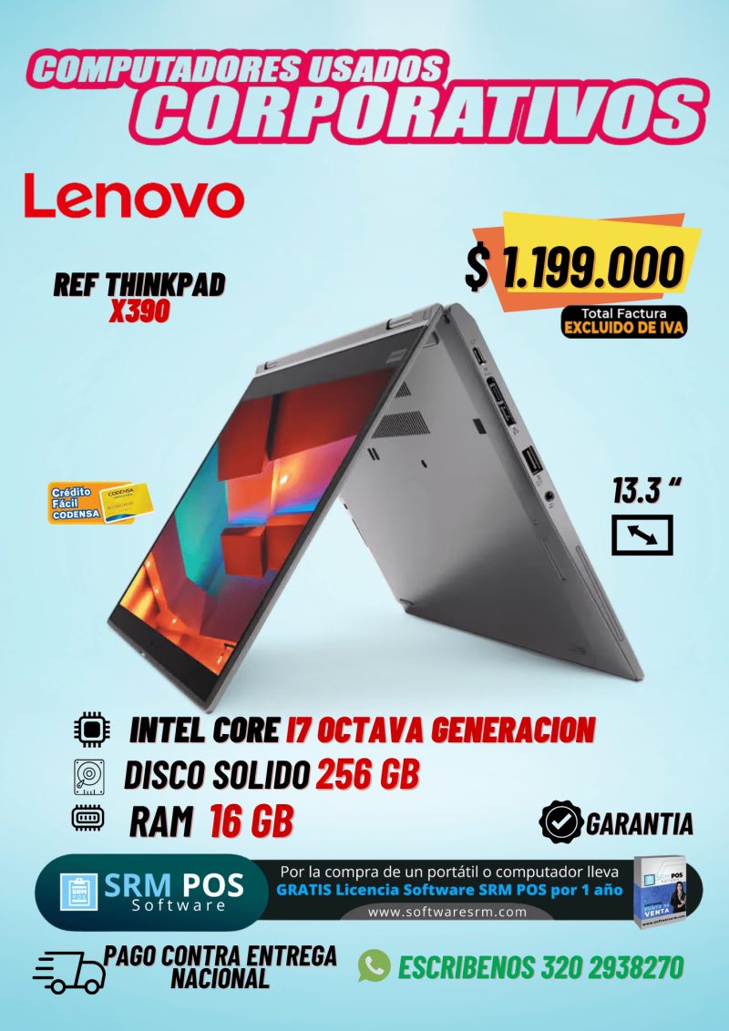 Lenovo ThinkPad X390 Yoga i7 8ª Gen 16GB 256GB SSD | Portátil 2 en 1 13.3” Colombia - Imagen 1