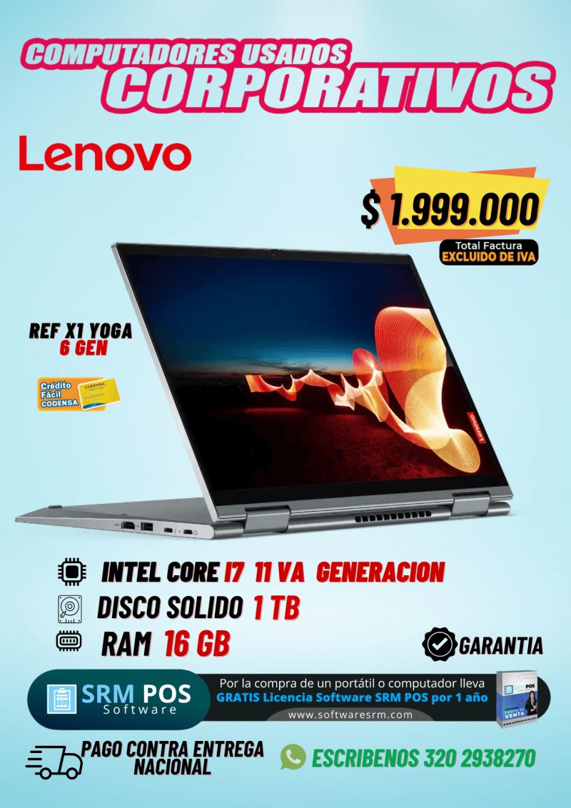Lenovo ThinkPad X1 Yoga Gen 6 i7 11ª Gen 16GB 1TB SSD | Portátil 2 en 1 Premium Colombia - Imagen 1