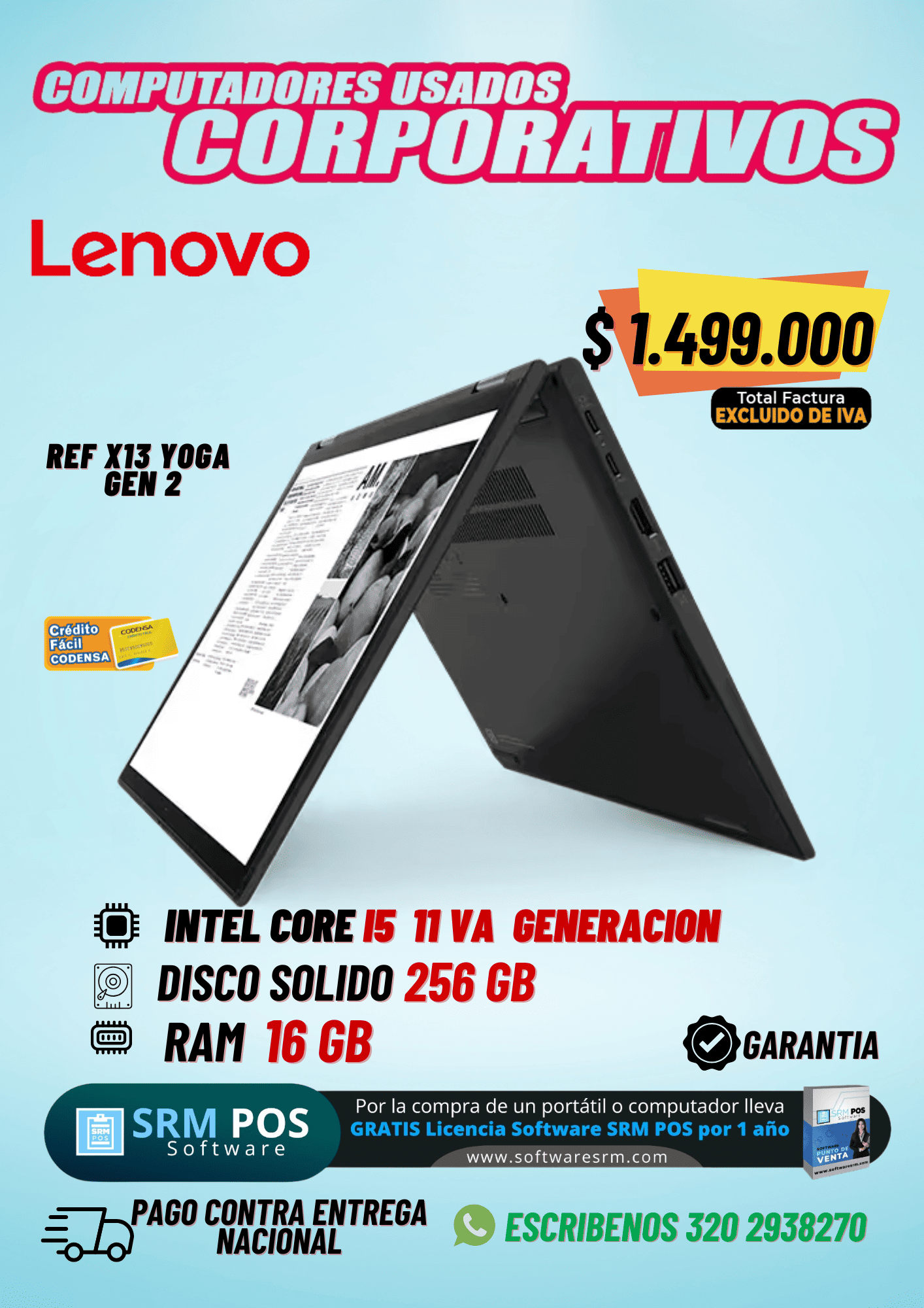 Lenovo ThinkPad X13 Yoga Gen 2 i5 11ª Gen 16GB 256GB SSD | Portátil 2 en 1 Colombia