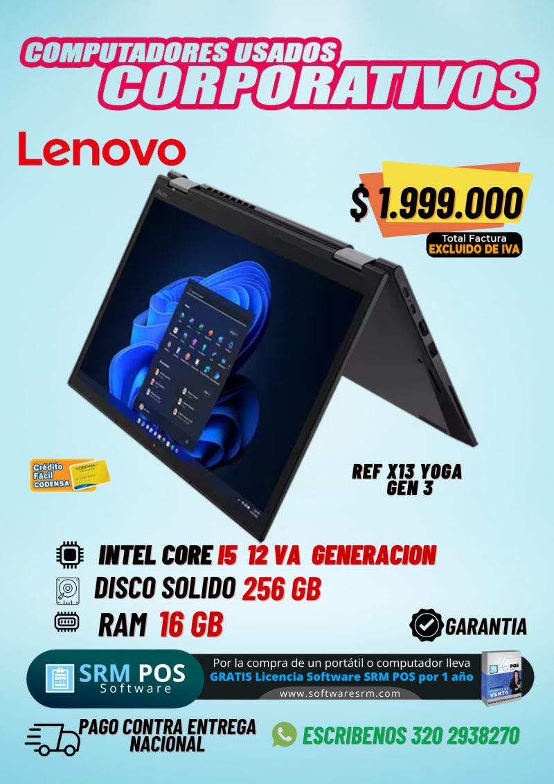 Lenovo ThinkPad X13 Yoga Gen 3 i5 12ª Gen 16GB 256GB SSD | Portátil 2 en 1 Colombia - Imagen 1