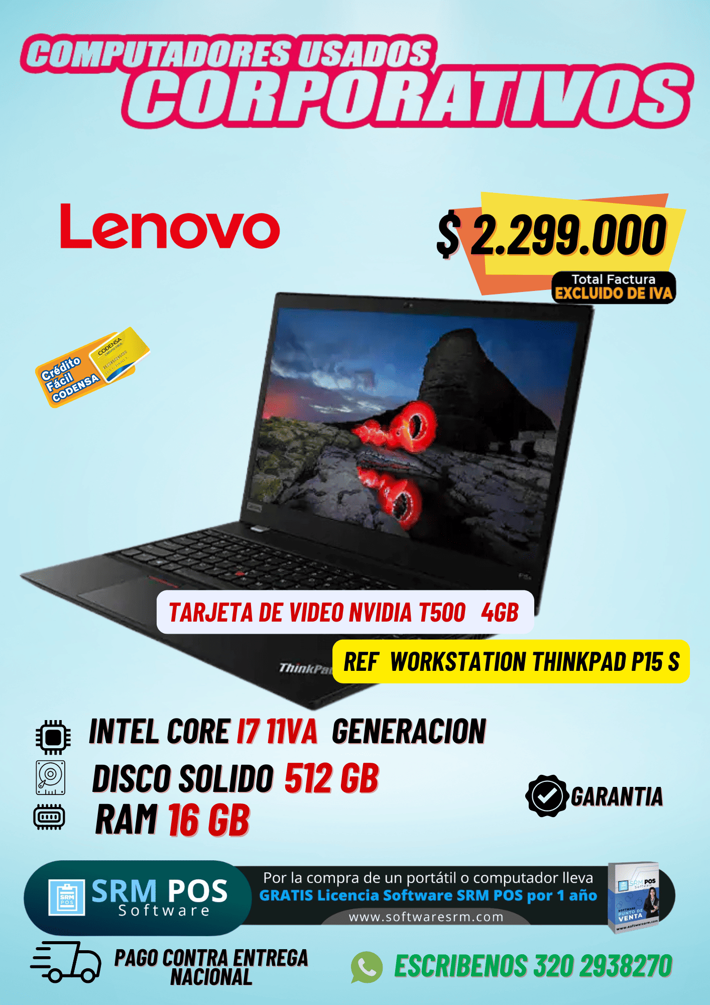 Lenovo ThinkPad P15s i7 11ª Gen con NVIDIA T500 4GB | Workstation SIN IVA