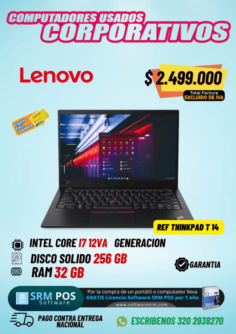 Lenovo ThinkPad T14 Gen 3 i7 12ª Gen 32GB SSD | Portátil Corporativo - Imagen 1