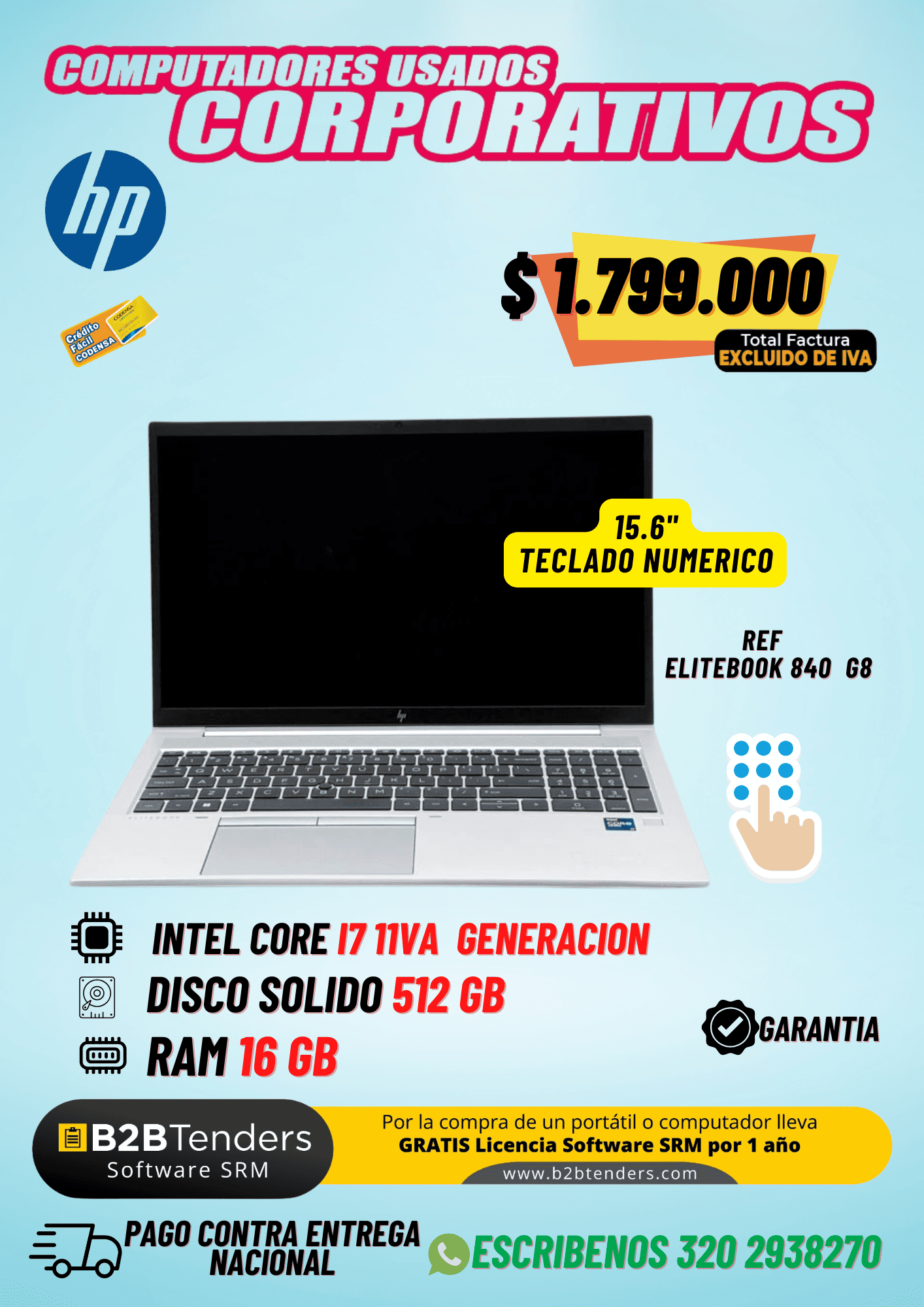 HP EliteBook 840 G8 i7 11ª Gen 16GB 512GB SSD | Portátil Corporativo