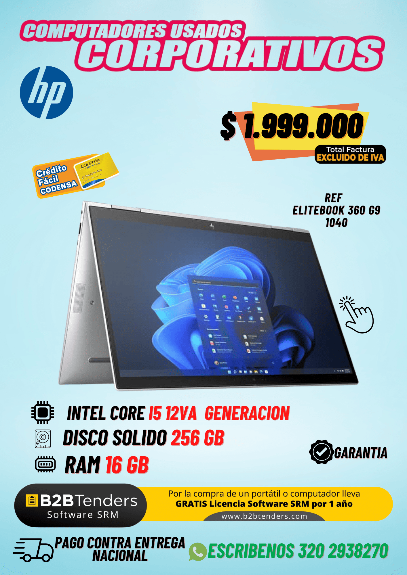 HP EliteBook x360 1040 G9 i5 12ª Gen – 16GB RAM – 256GB SSD | Portátil Corporativo Convertible Premium
