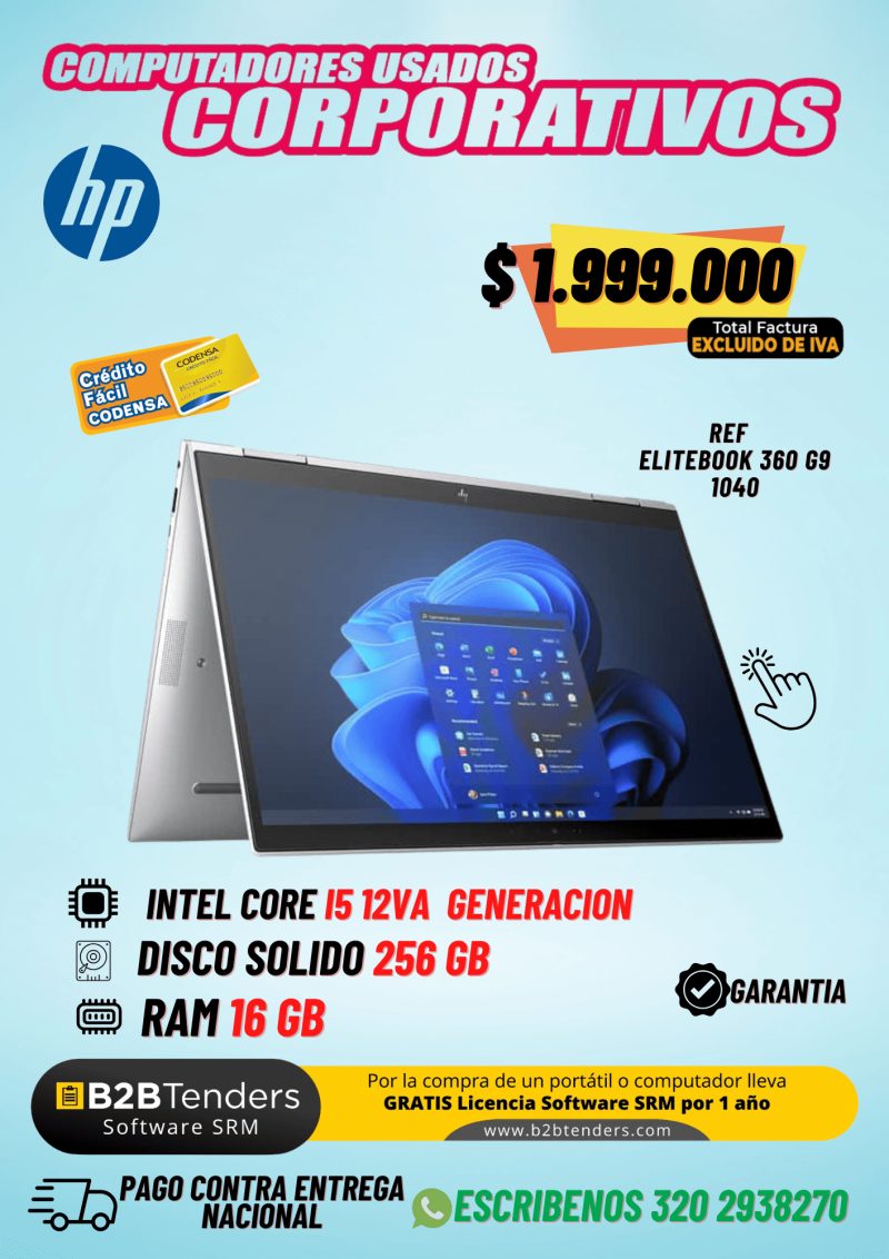 HP EliteBook x360 1040 G9 i5 12ª Gen – 16GB RAM – 256GB SSD | Portátil Corporativo Convertible Premium - Imagen 1