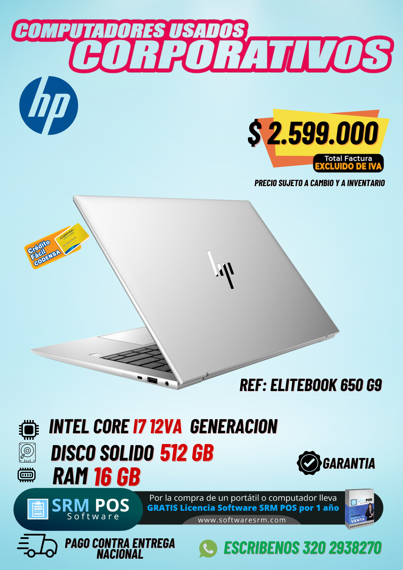HP EliteBook 650 G9 Core i7 12ª Generación | 16GB RAM | SSD 512GB | Portátil Empresarial Premium de 15.6"