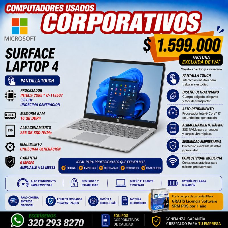 Surface Laptop 4 Touch Core i7 16GB 256GB Usado - Imagen 1