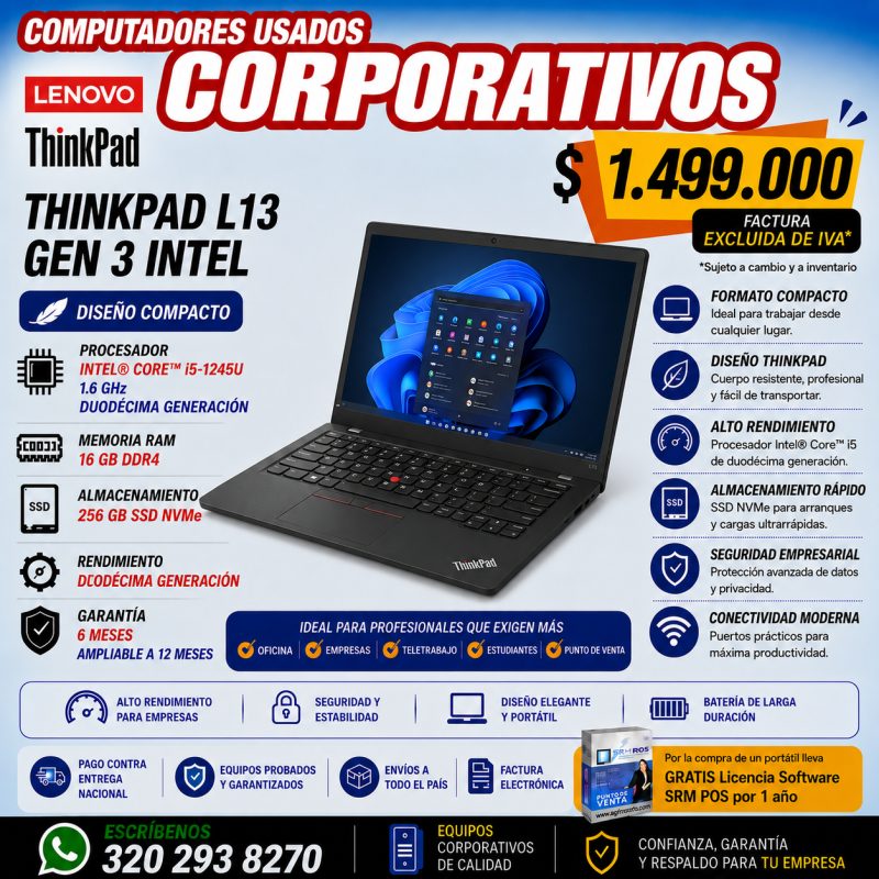 Lenovo ThinkPad L13 Gen 3 i5 16GB 256GB Usado - Imagen 1