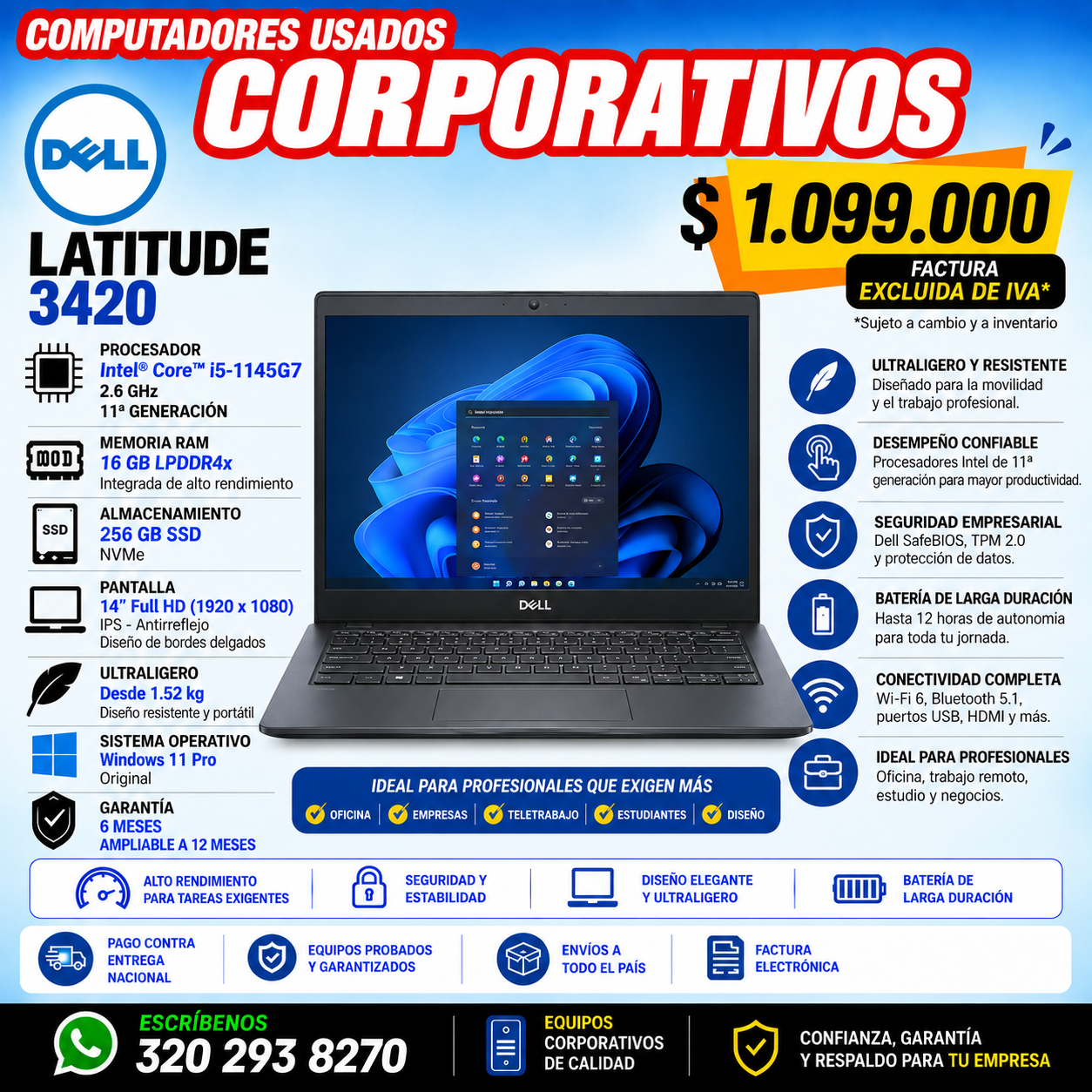 Dell Latitude 3420 Core i5 11ª 16GB 256GB SSD | Usado Corporativo - Imagen 1