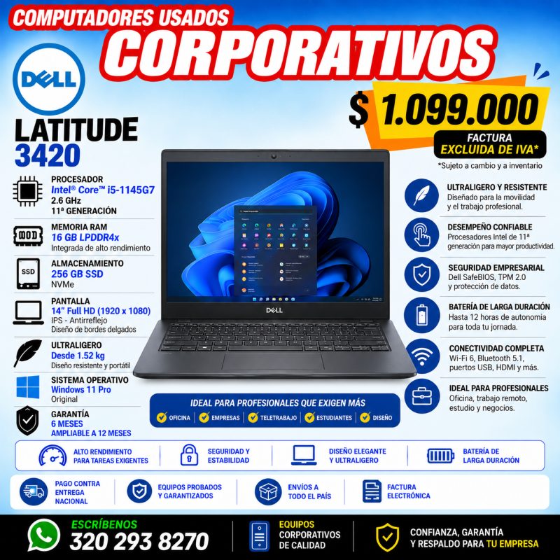 Dell Latitude 3420 Core i5 11ª 16GB 256GB SSD | Usado Corporativo - Imagen 1